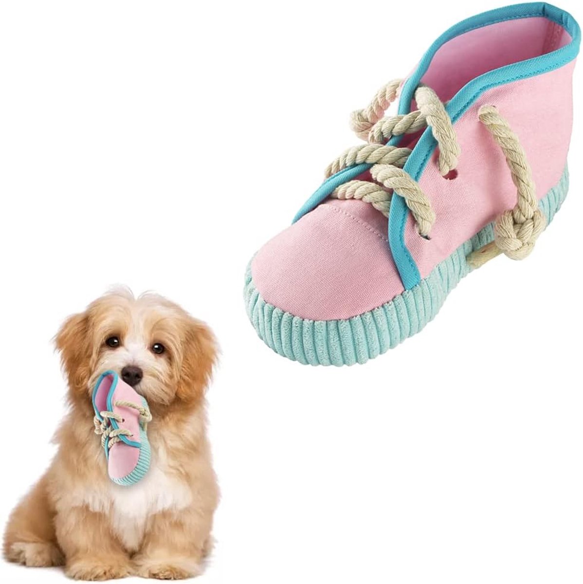Hond Kauwspeelgoed – Hondenspeelgoed – Hond Bezig Houden – Machinewasbaar Duurzaam – 21 x 10 x 11 cm – roze