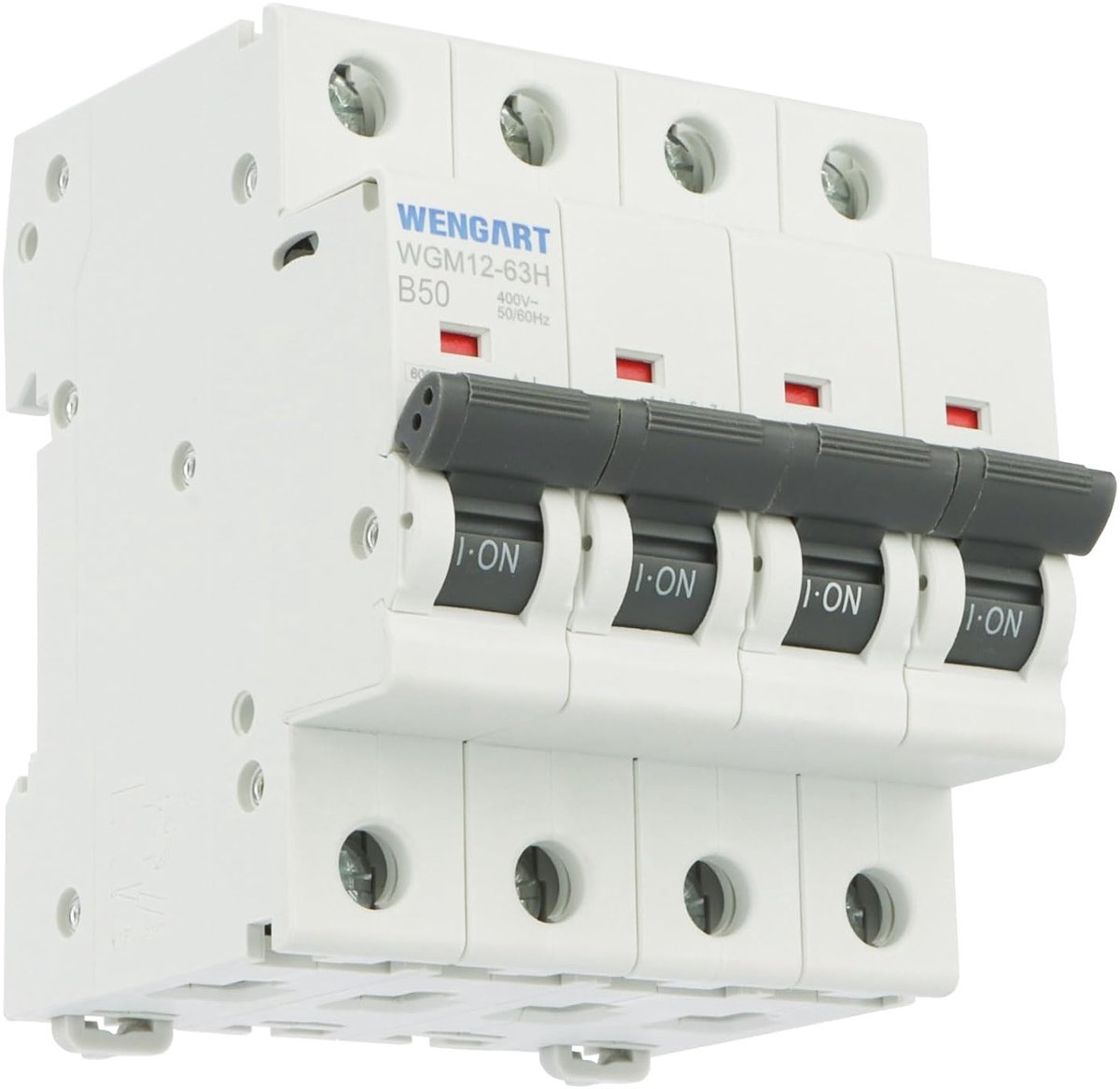 Driefasige stroomschakelaar - Miniatuur automaat - Elektrische beveiliging - Hoge kortsluitvastheid - 4P 50A - Grijs