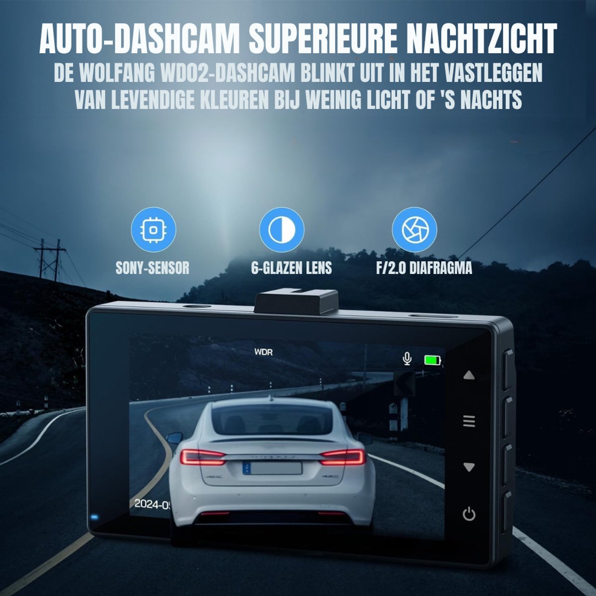 SAVI® Dashcam voor Auto Voor en Achter - Dashcam -Zwart - 9cmx 4cmx 5cm; 345 g – foto 8