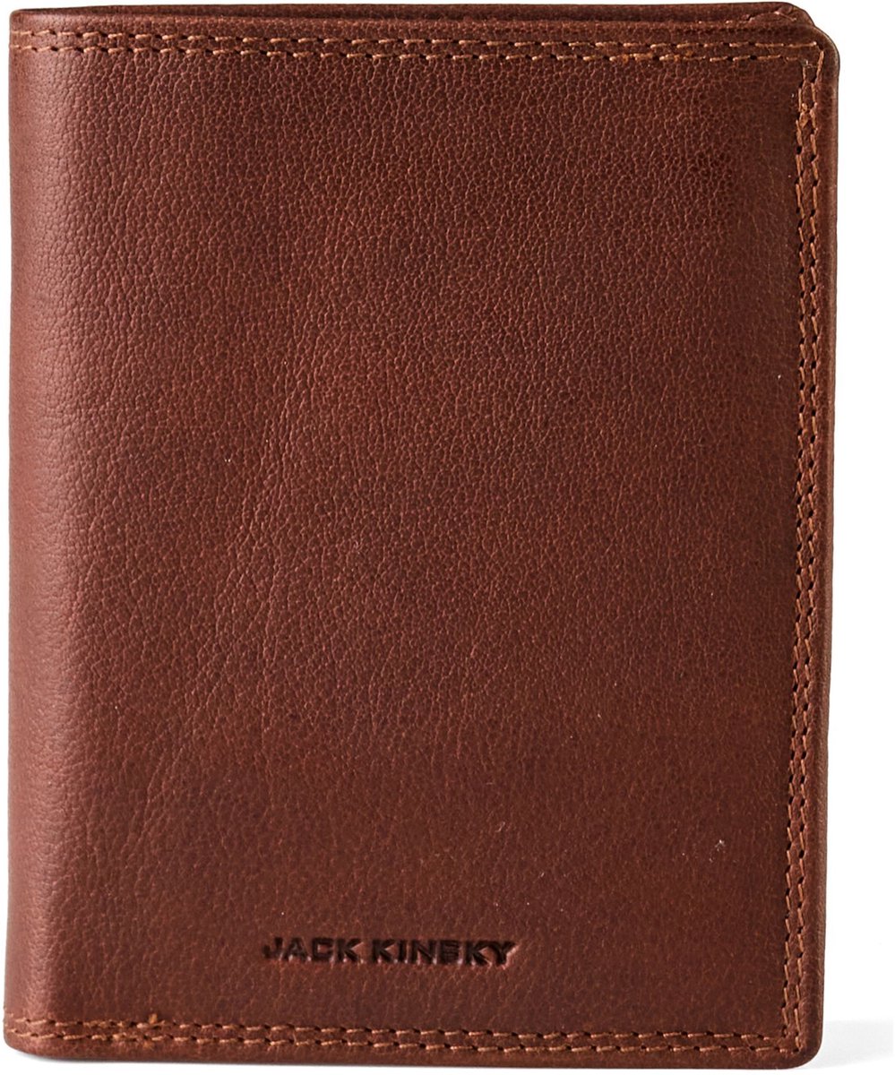 Jack Kinsky Porto 100 Portemonnee RFID-bescherming Leer 10 cm - Jongens - Staand formaat - cognac