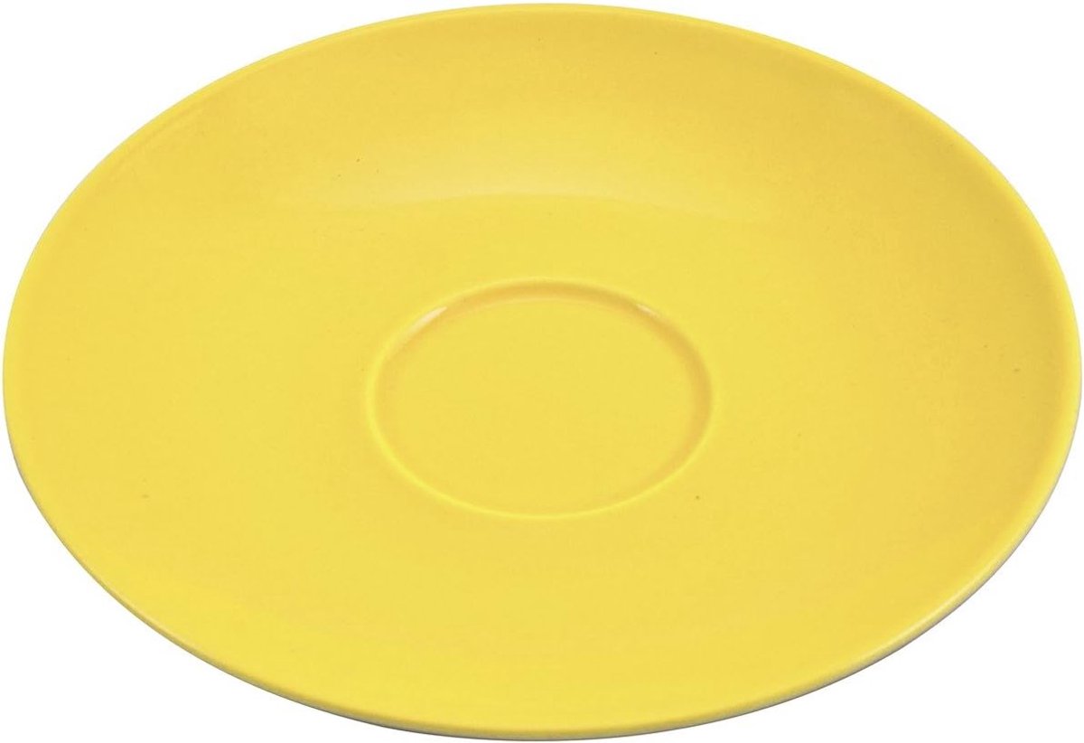 Koffieschotel - Onderzetter serveerschaal - Warme dranken serveren - Magnetron vaatwasserbestendig - 16 cm diameter - Zonnig geel