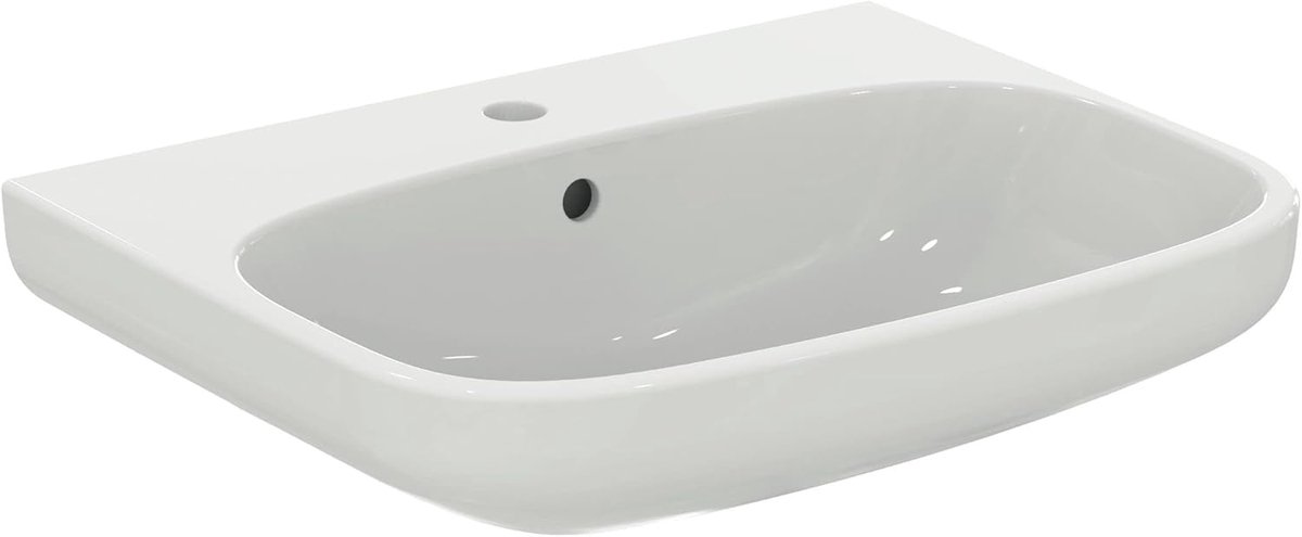 Wastafel Keramiek - Badkamermeubel - Dagelijks Gebruik - Met Overloop - 60 cm - Wit