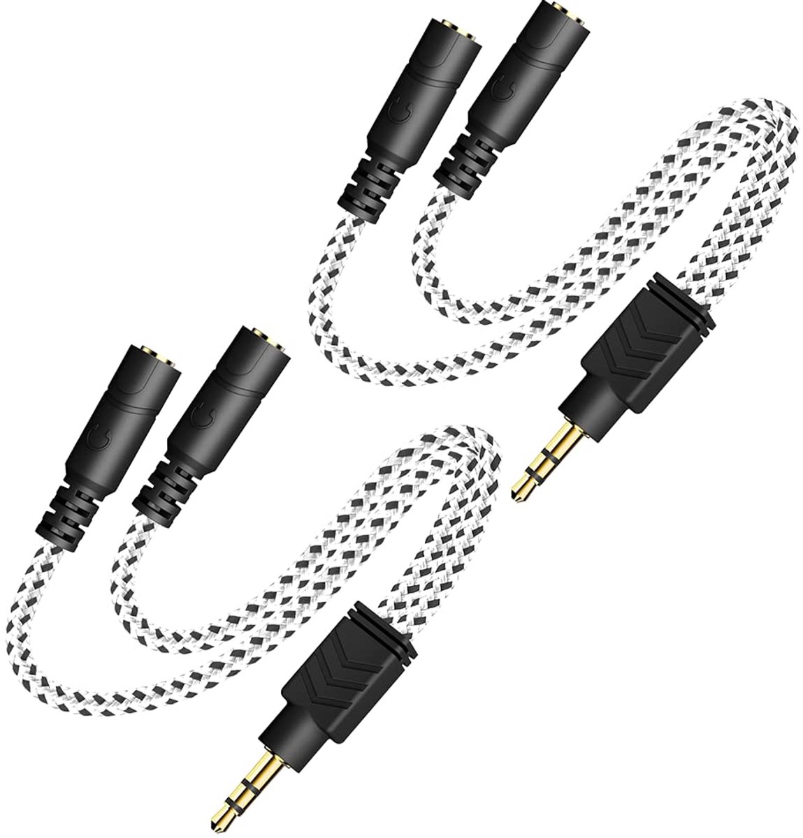 Hoofdtelefoonsplitter 2 Stuks - Audio Verdeler - Dubbel Luisteren - Gevlochten Kabel - 02 Meter
