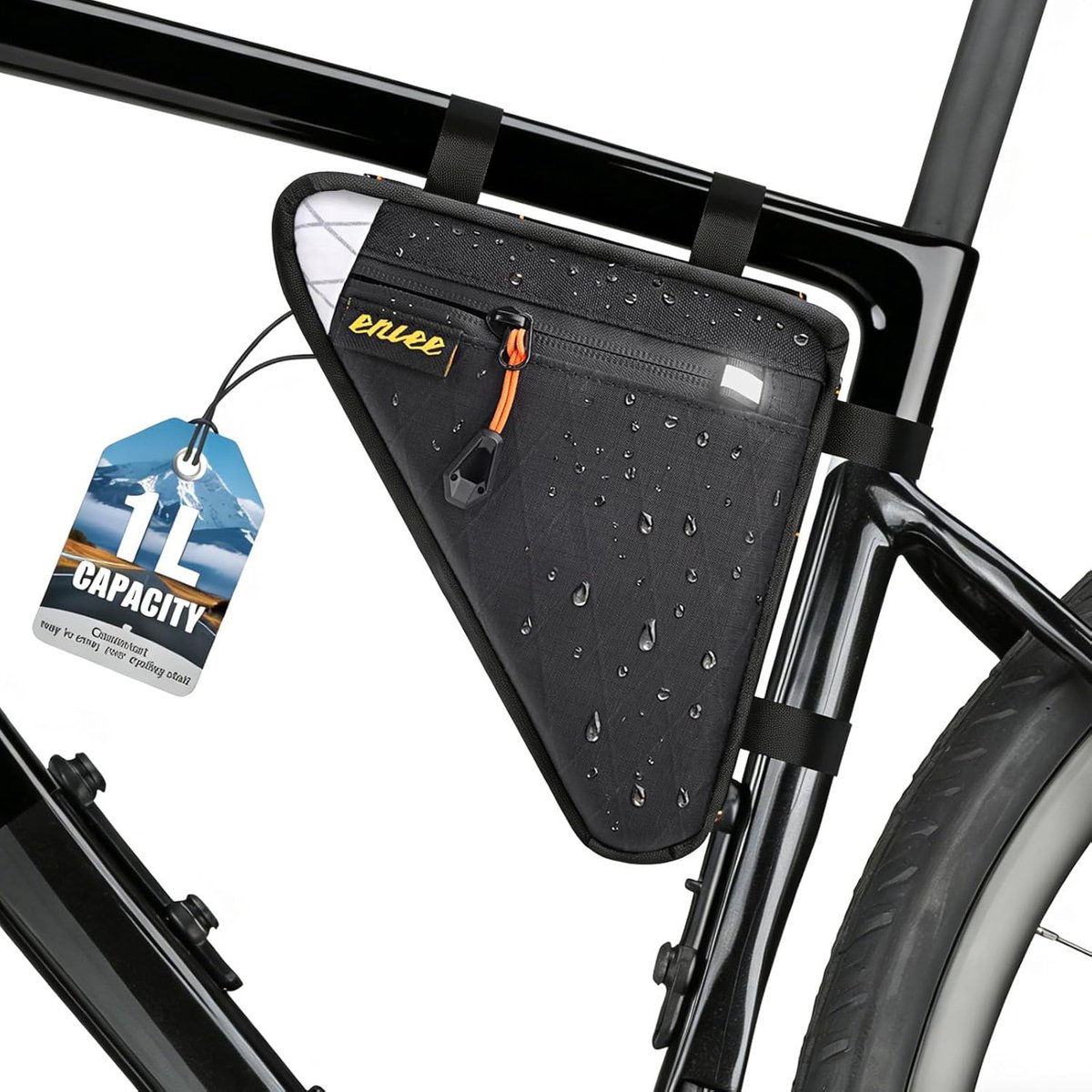 Fietsframetas - Driehoekige Fietstas - Fietsen Mountainbiken - Waterdicht Gelaagde Opslag - 1 Liter - Zwart