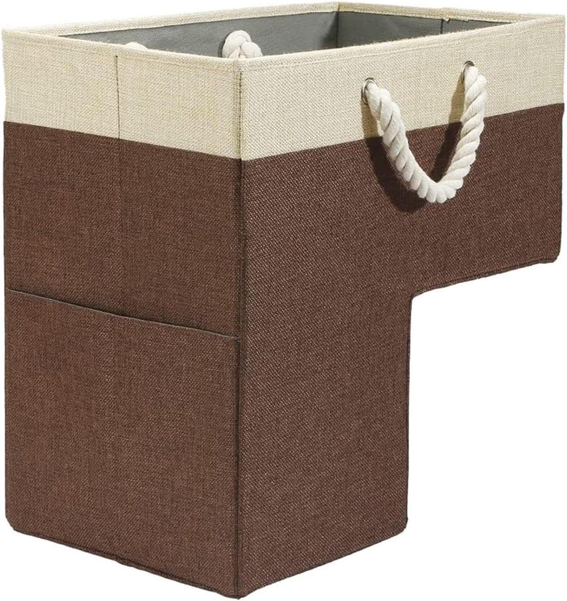 Trap Opbergtas - Opvouwbare Mand - Ruimte Besparen - L-vormig Ontwerp - 10x16x16 Inch - Bruin Beige