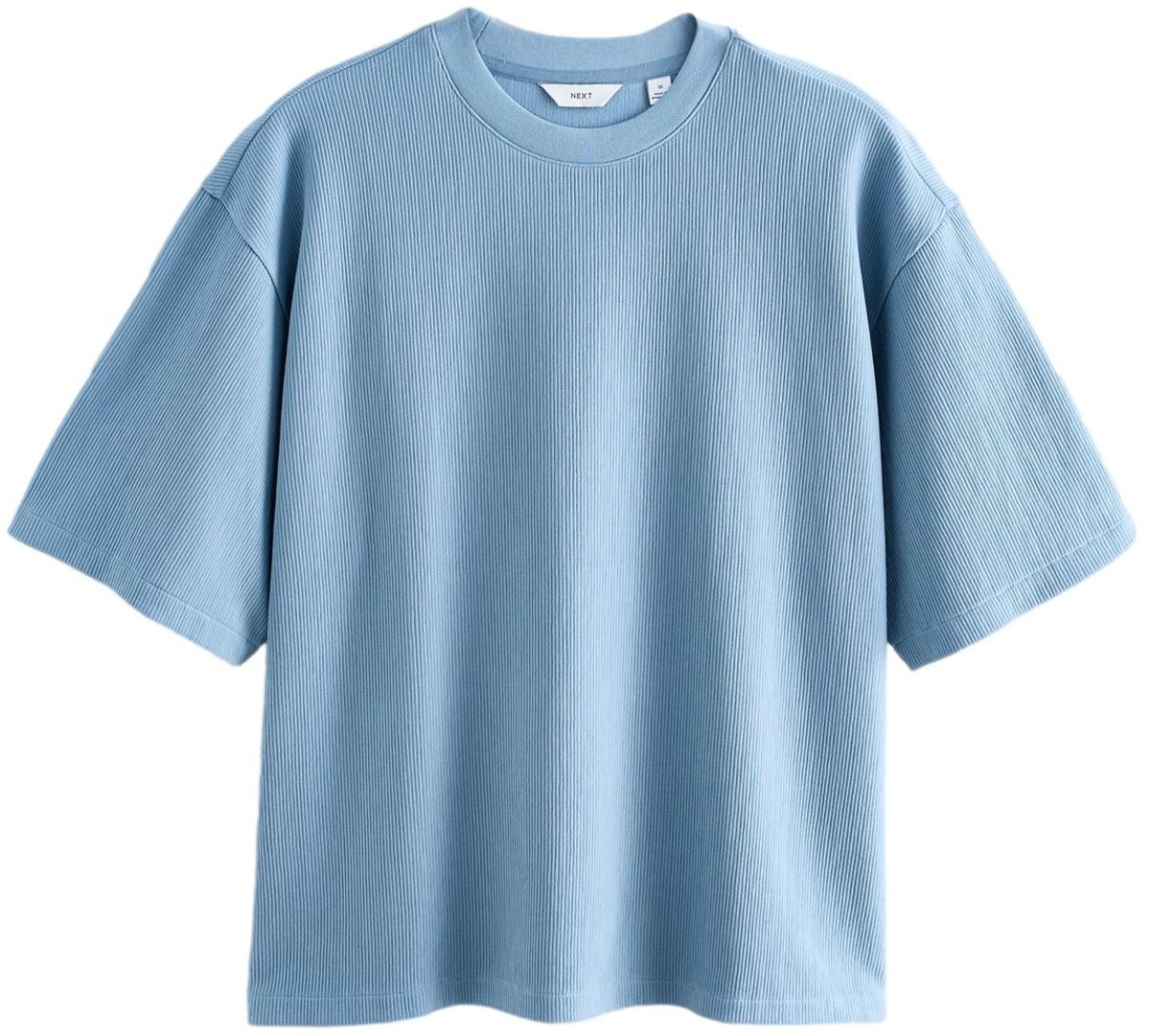 Next - Heren - EDIT recht T-shirt met structuur - Blauw