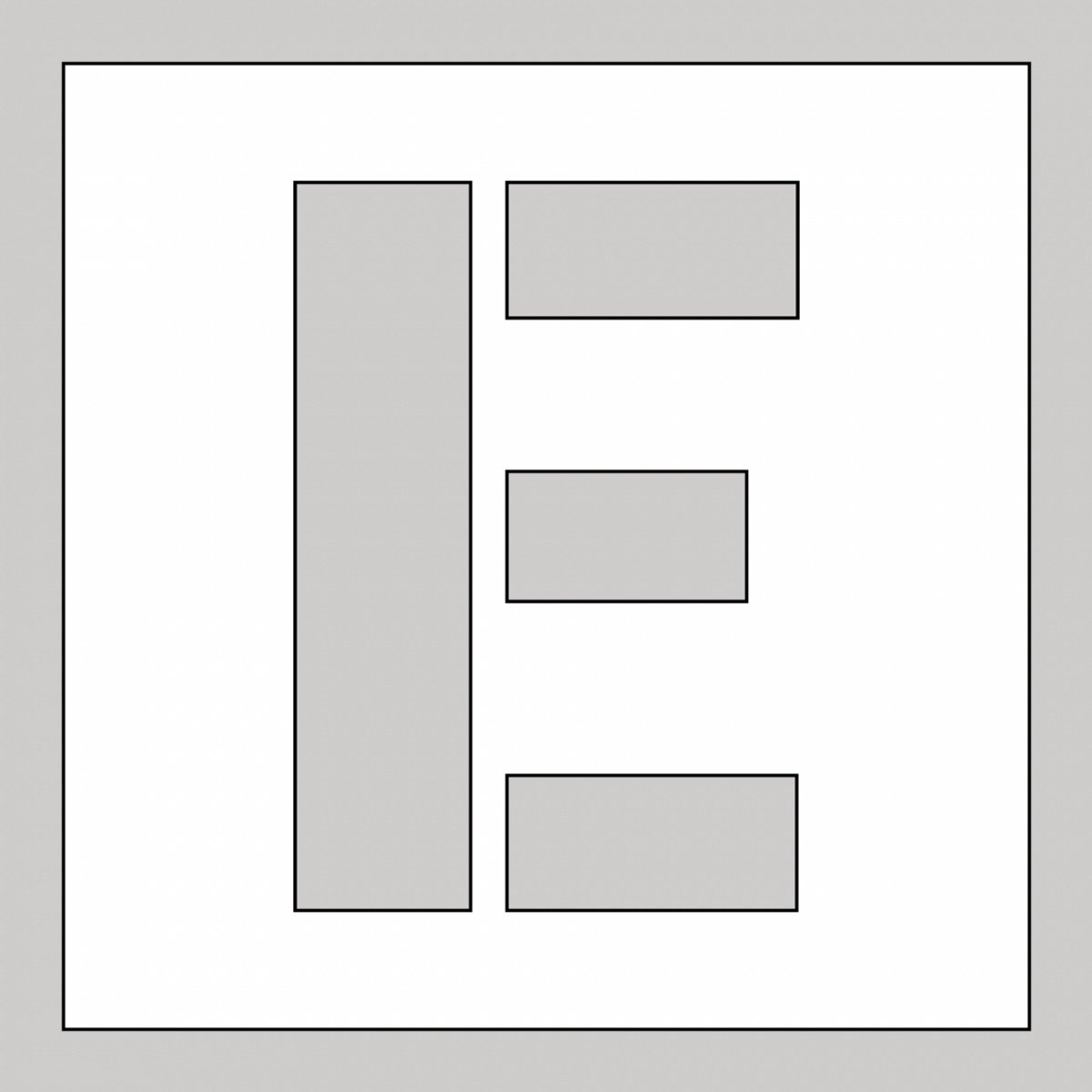 Spuitsjabloon letter E - dibond 200 x 200 mm