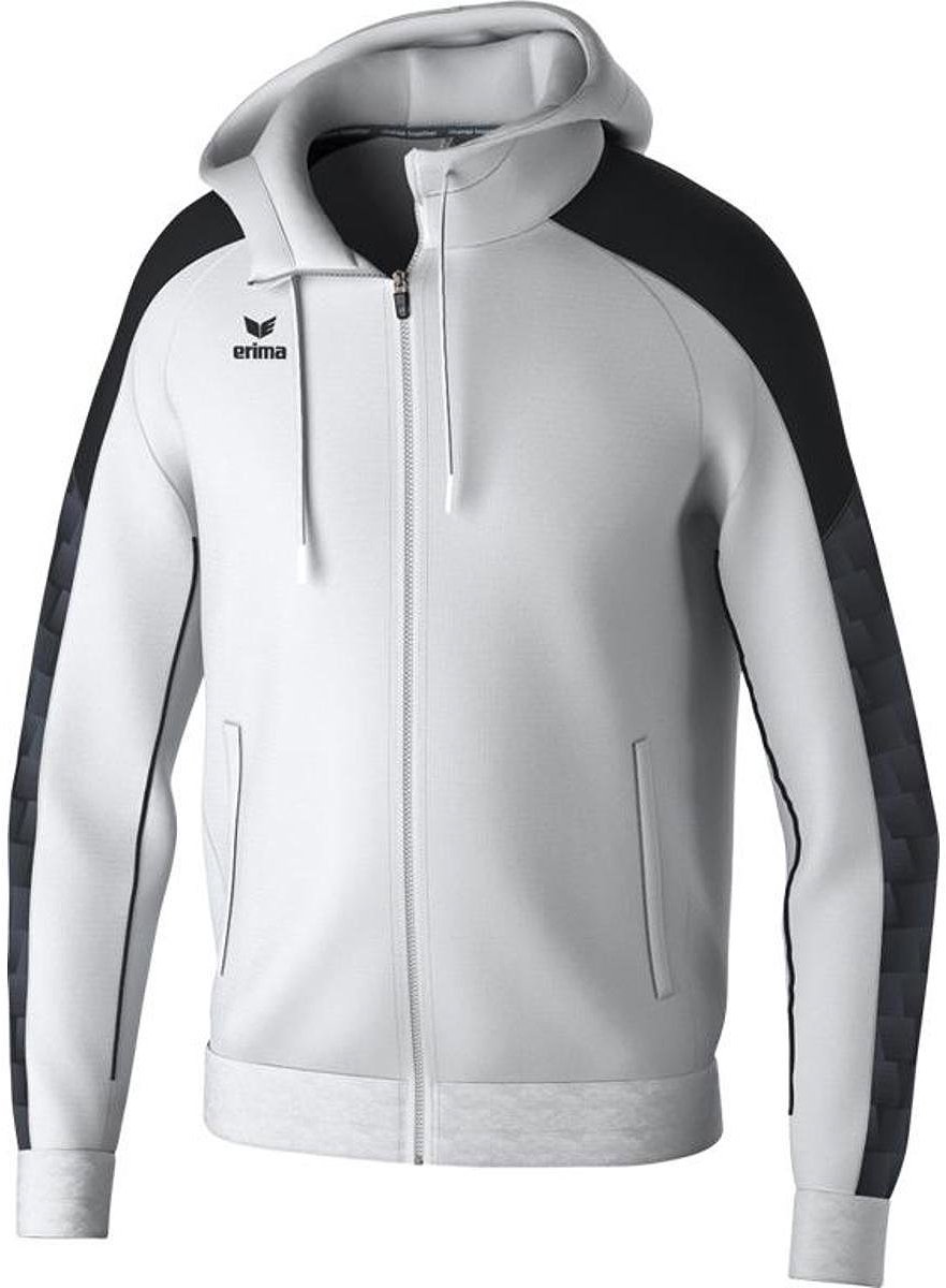 Erima Evo Star Trainingsjack Met Capuchon Kinderen - Wit / Zwart | Maat: 140