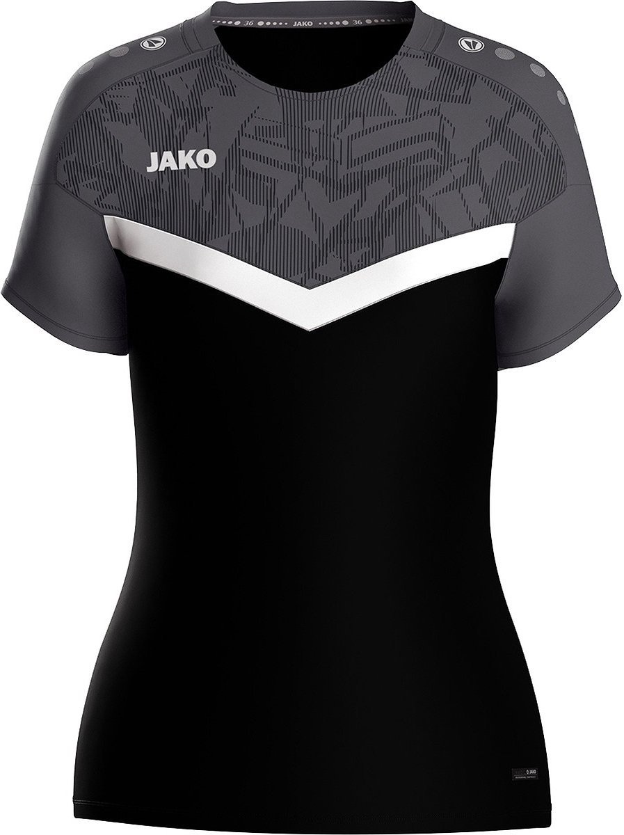 Jako Iconic T-Shirt Dames - Zwart / Antraciet | Maat: 36