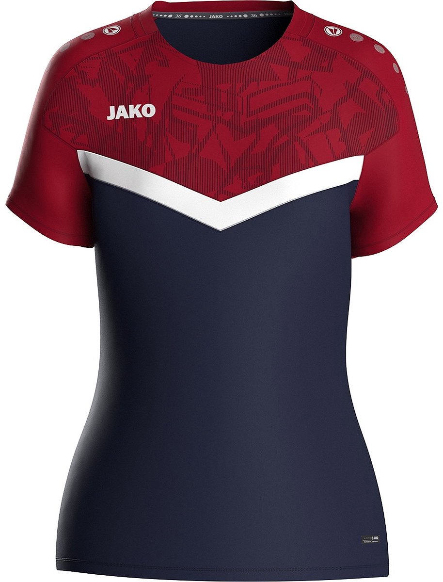 Jako Iconic T-Shirt Dames - Marine / Chilirood | Maat: 34