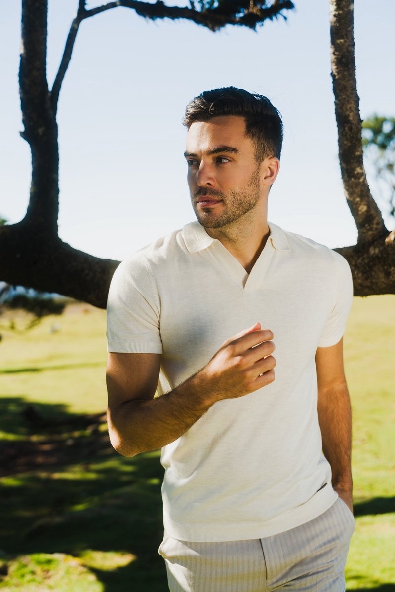 Tresanti Knitted V-Neck Polo Ginoberto Off-White (TRKWKA138 - 105)