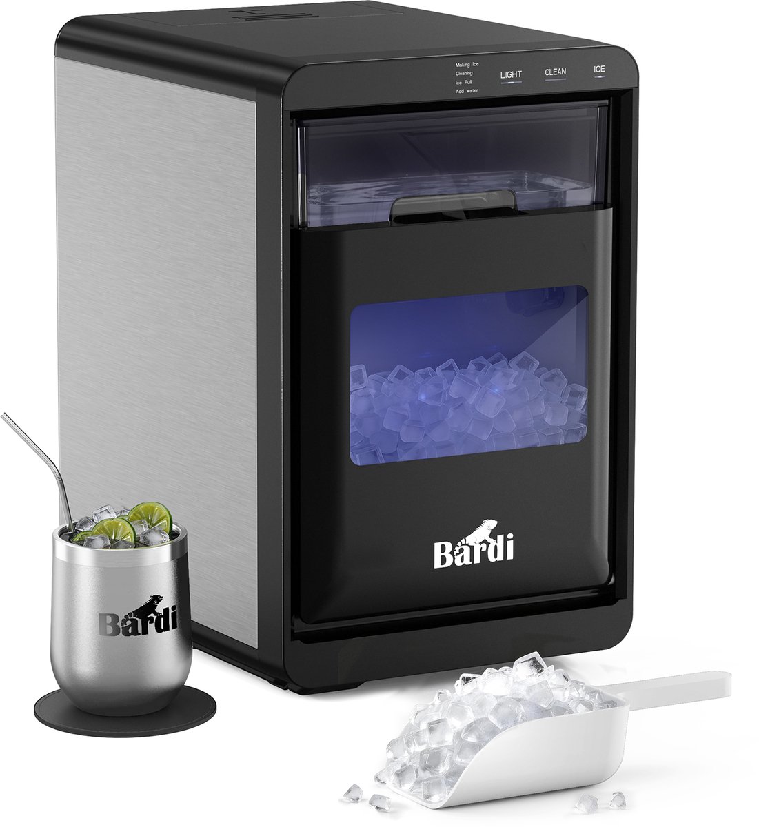 Bardi nugget ijsblokjesmachine – 20 kg per 24 uur – rvs