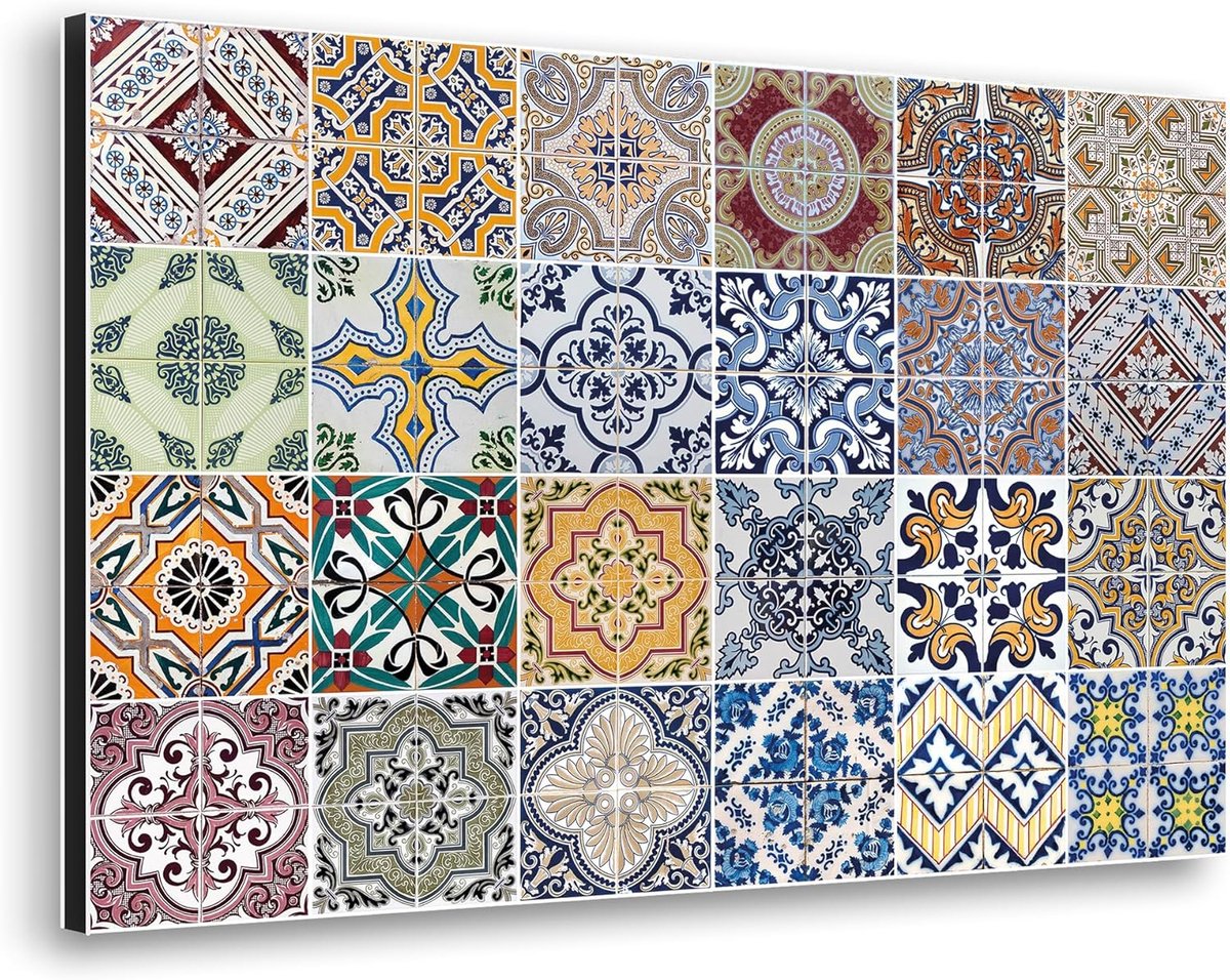 Keukenspatwand Aluminium - Beschermplaat Wand - Kookplaat Beschermen - Gemaakt in Italië - 72 x 48 cm - Azulejos