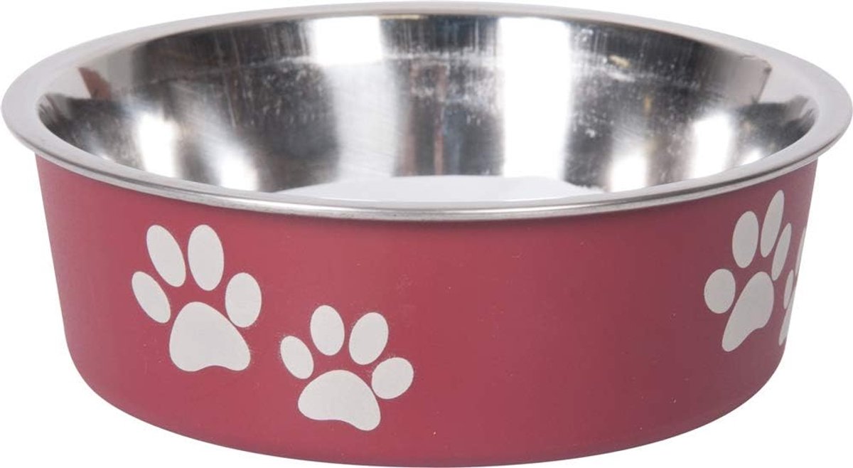 Honden voerbak - Hondenkom RVS - Honden voeren - Antislip onderkant - Diameter 14 cm - Rood