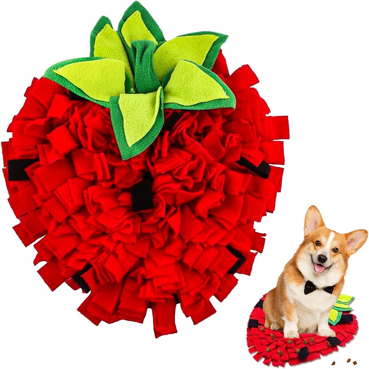 Honden Snuffelmat - Voer Speelkleed - Hond Bezig Houden - Aardbei Ontwerp - 35x45cm - rood