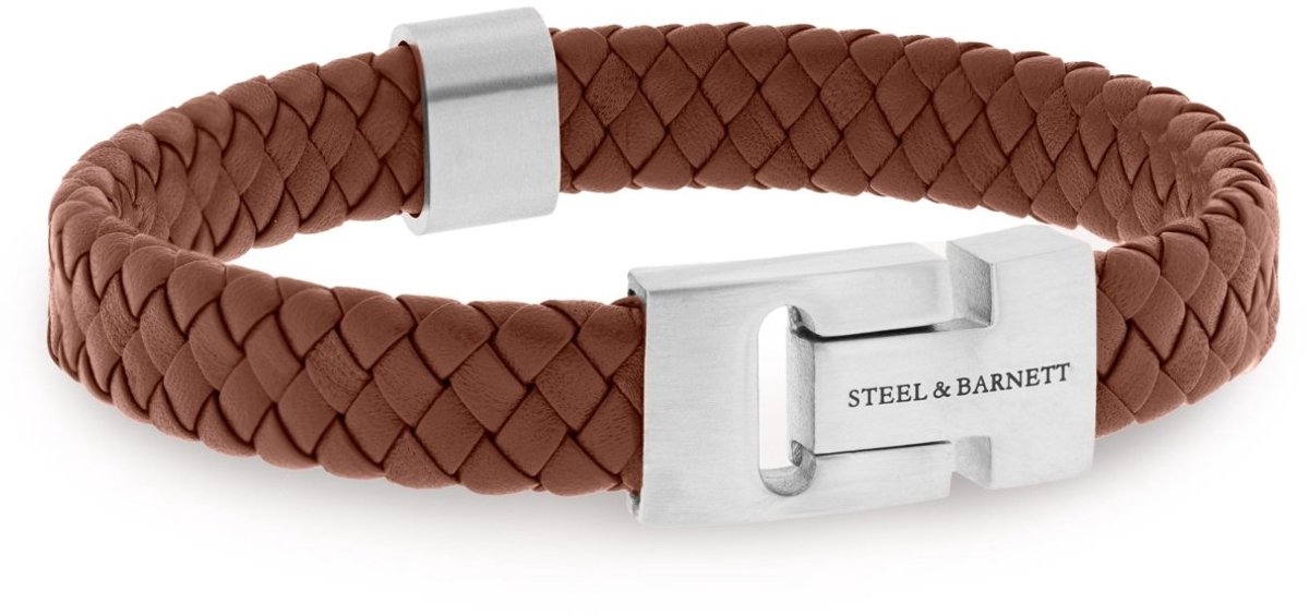 STEEL & BARNETT - Leren Armband Heren - Harrison - Lichtbruin - Maat L
