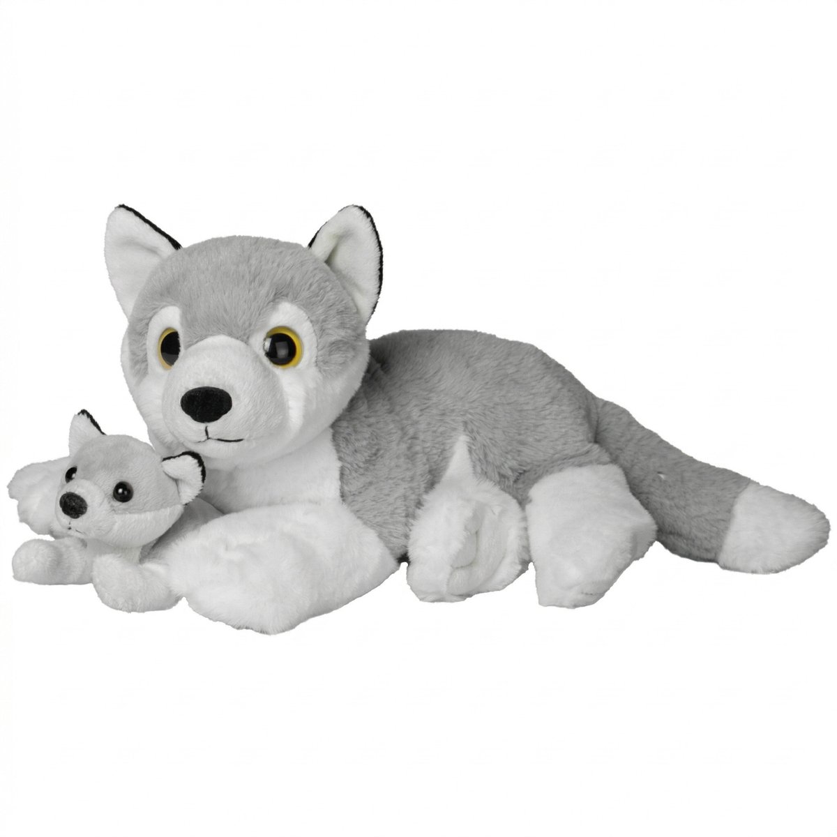 Nature Planet Wolven Knuffels - pluche - wolvenfamilie - jong en moeder - 22 cm