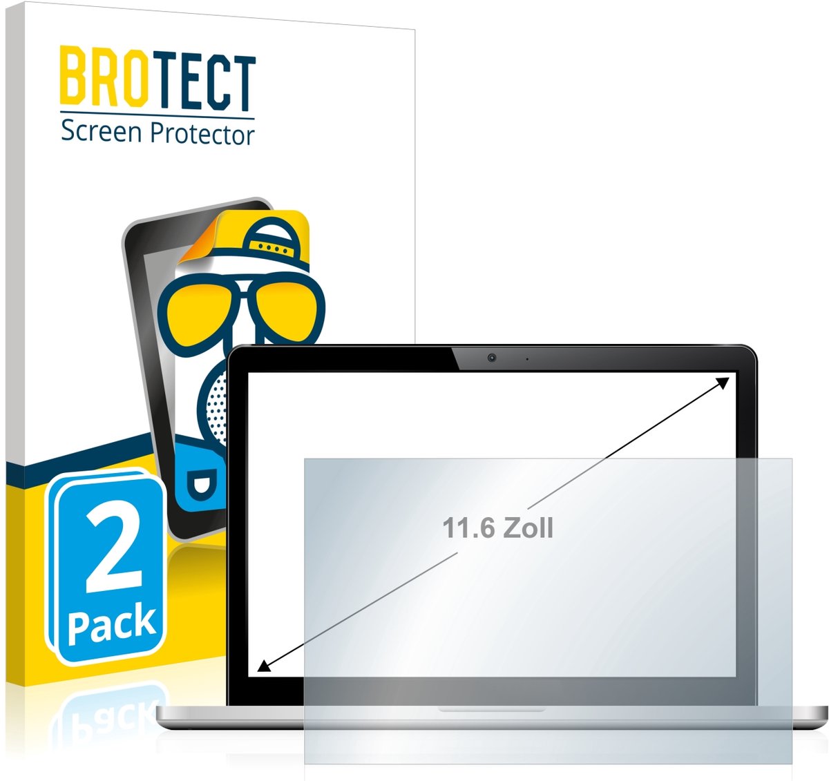 Brotect - Screenprotector Voor Laptops Met 11.6 Inch Schermen [256 Mm X 144 Mm, 16, 9] Folie Beschermfolie Matte 2 Stuks