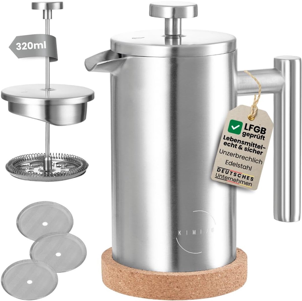 French Press Koffiemaker - Koffiepers - Verse Koffie Maker - dubbelwandig