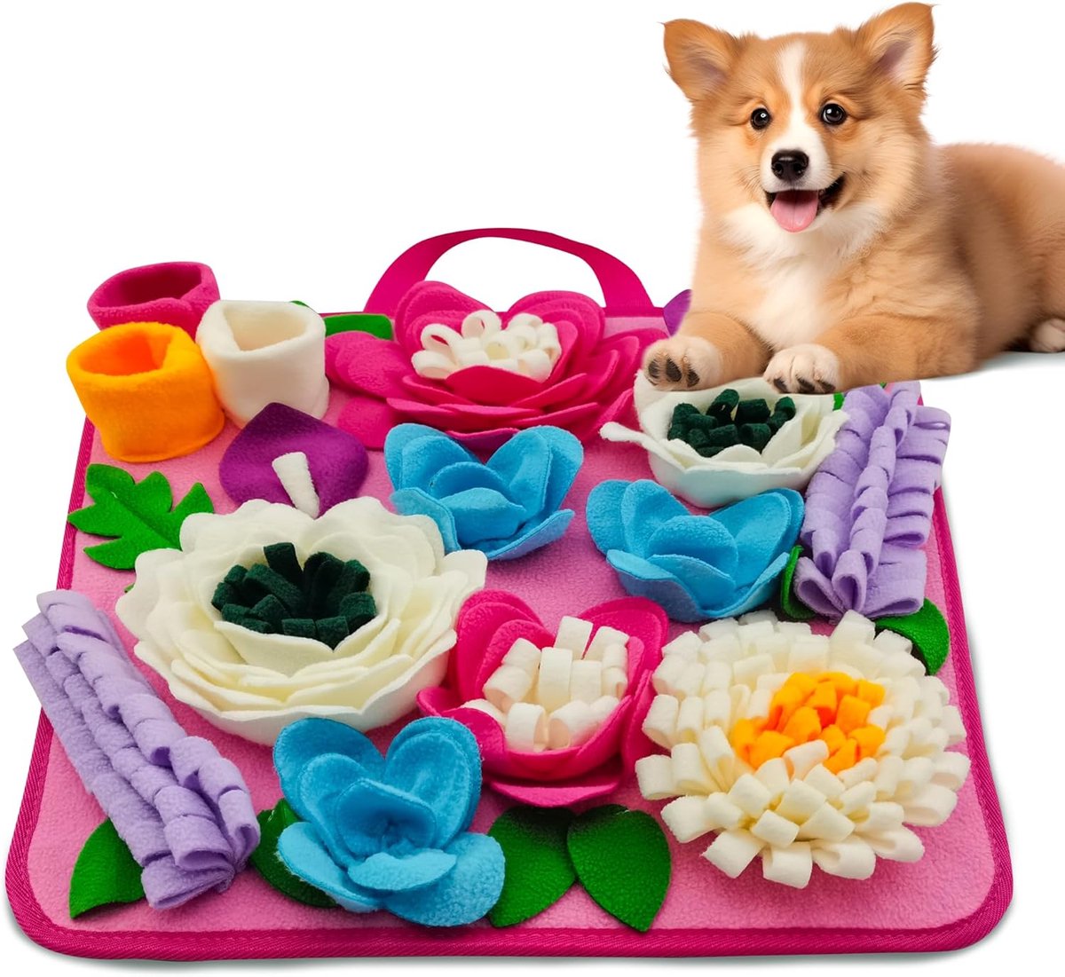 Snuffelmat Hond - Honden Kleed - Voedsel Zoeken - Stimuleert Natuurlijk Gedrag - 39x39cm - Roze
