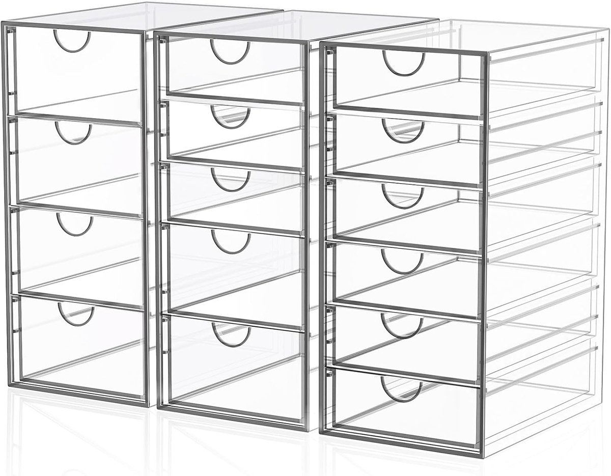 Bureau Organizers - Opbergdozen - Bureau Opruimen - 15 Laden - 3 Delig - Transparant