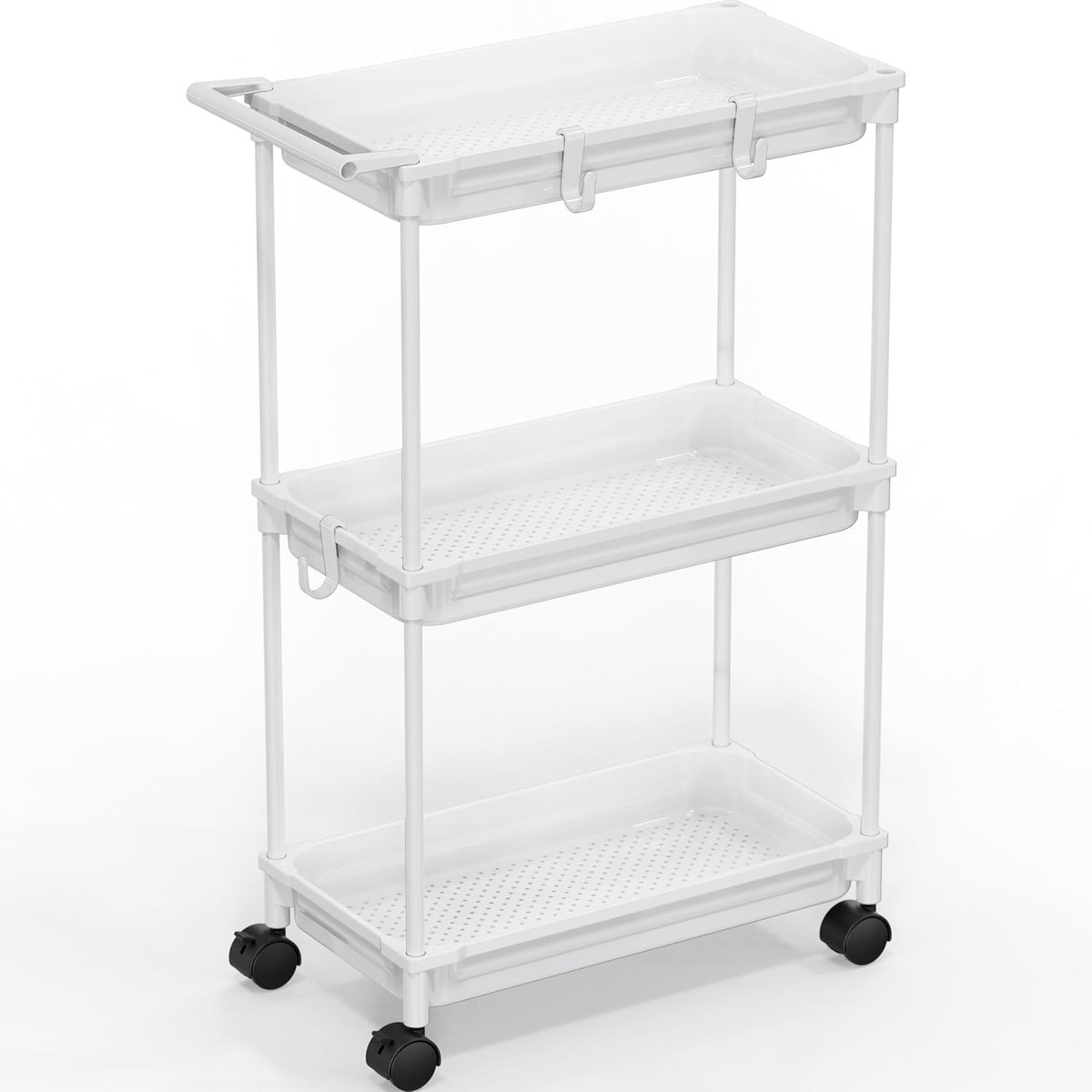 Opbergwagen - Rolcontainer Keuken - Ruimte Besparen - Slank Ontwerp - 45x24x69cm - Wit