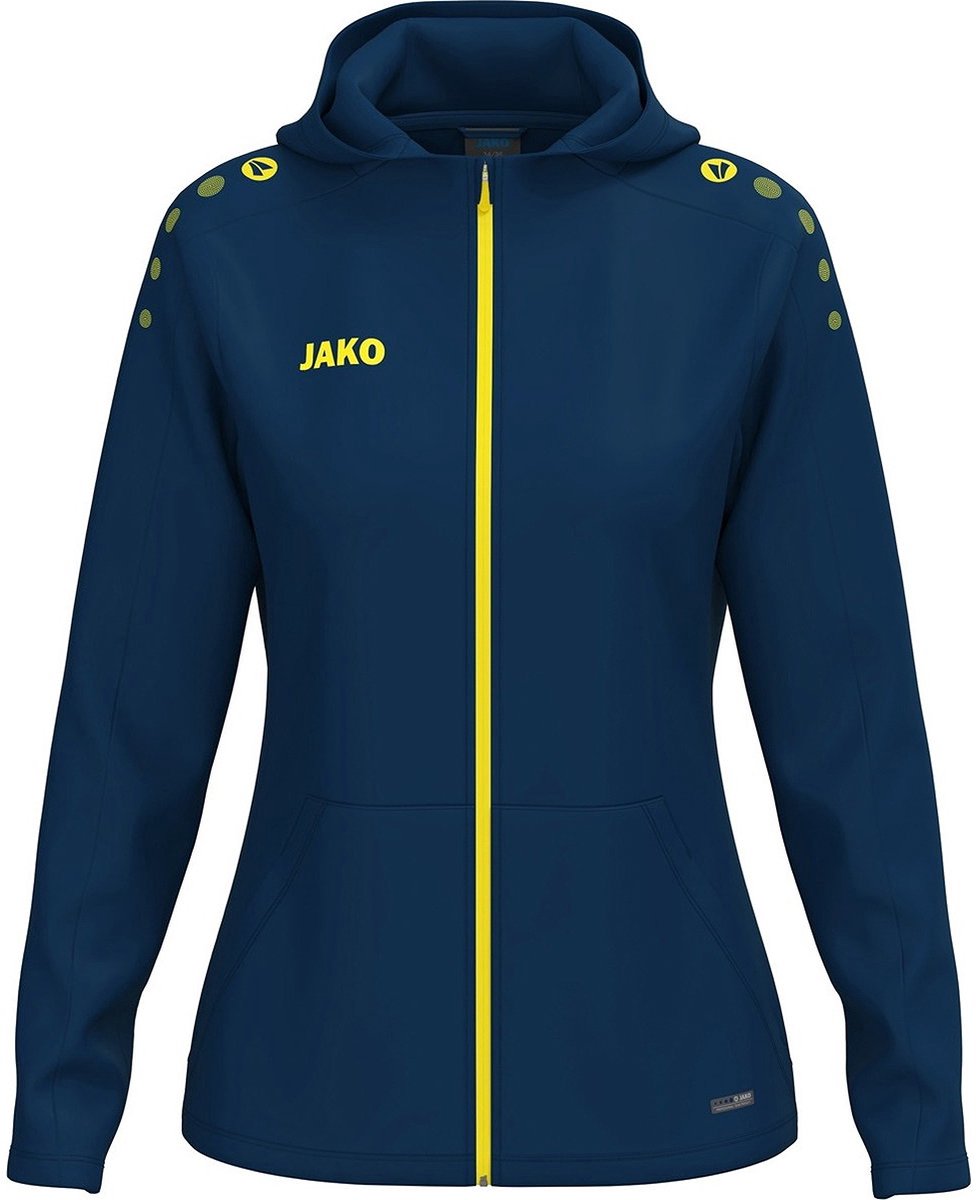 Jako One Jas Met Kap Dames - Navy / Citroen | Maat: 42/44