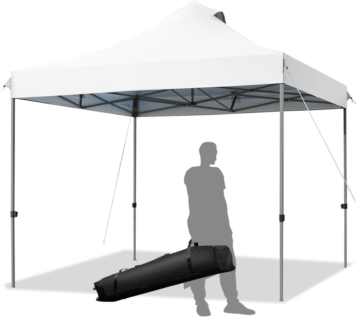 KOMFOTTEU Vouwpaviljoen, 3 x 3 m, paviljoen, waterdicht, stabiel, tuinpaviljoen, in hoogte verstelbaar met roldraagtas, partytent, tuintent, zonwering voor outdoor, feest, festival, markt