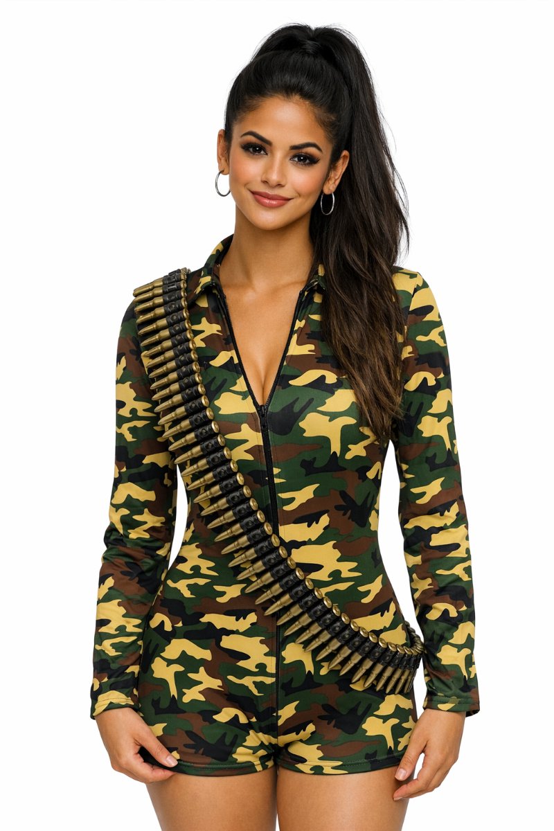 Army Catsuit Volwassenen Vrouwen Zie afbeelding Militairen en Leger Maat 38