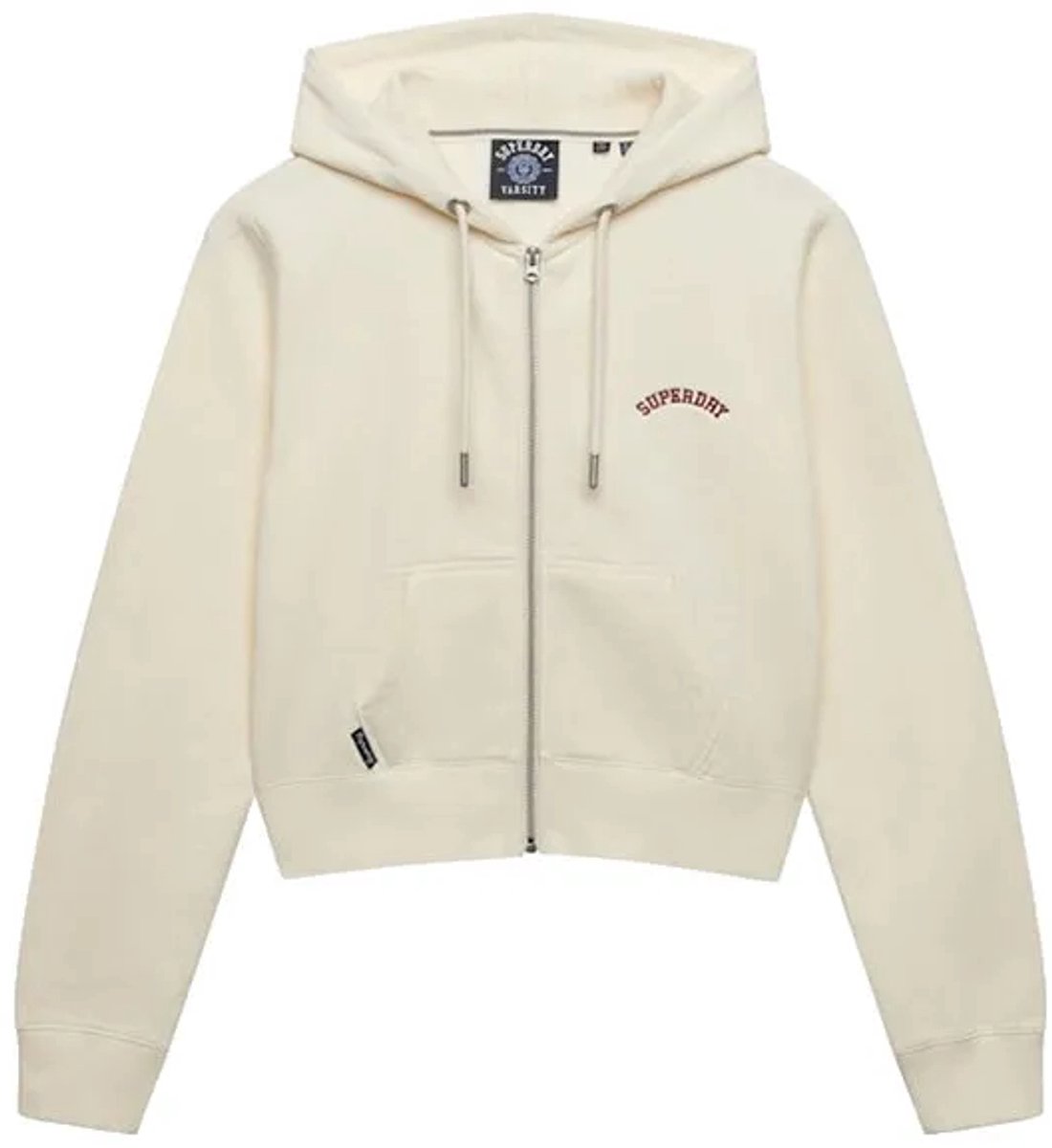 Superdry Essential Logo Cropped Zip Hoodie Dames Hoodies Wit