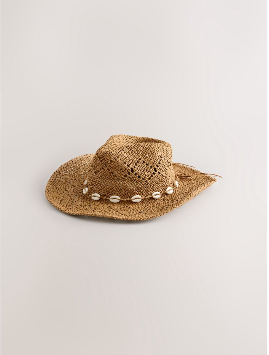Next - Dames - Raffia Westernhoed - Naturel