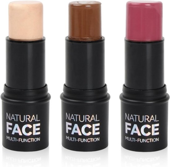 3 Kleuren Make-up Set - Langdurige Natuurlijke Crème Contour Pen - Multi-Contour - Highlighter - Rouge Stick - Bronzer Contour Pen - Creëert Lichte Finish voor Wangen en Ogen