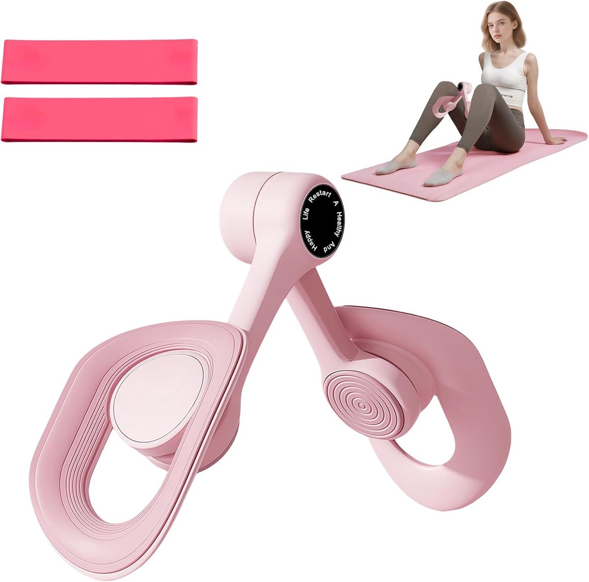 Binnenbeentrainer - Dijbeentrainer Bekkenbodemtrainer - Thuis Fitness - Verstelbare Weerstand - 21x12x11 cm - Roze