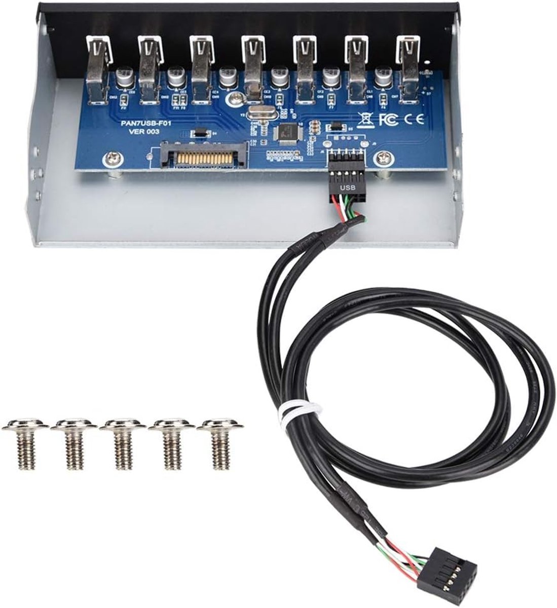 USB Frontpaneel - Interne Hub - Extra Poorten - 7 Poorts USB 2.0 - 5.25 Inch - Standaard