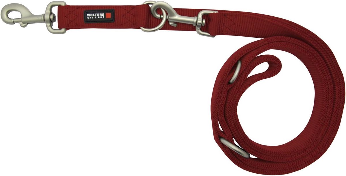 Hondenlijn - Wandelriem - Veilig uitlaten - Vier functies in één - 300x20mm - Rood