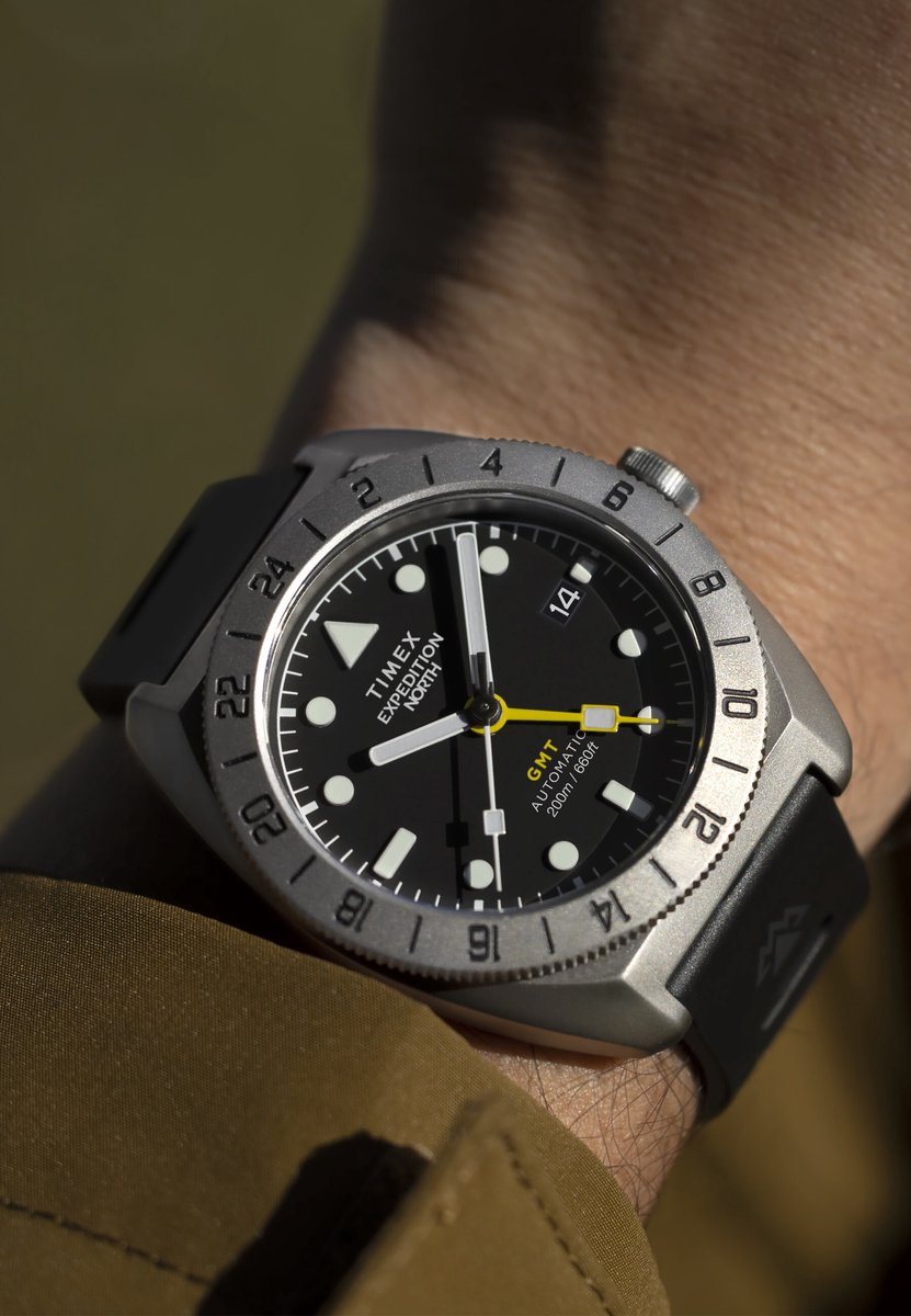 Timex Expedition Gmt Titanium Automatic Mechanisch Automatisch Horloge Zwart Kast: 100% Titanium | Armband 100% Siliconen 41 mm TW2W53000AJ