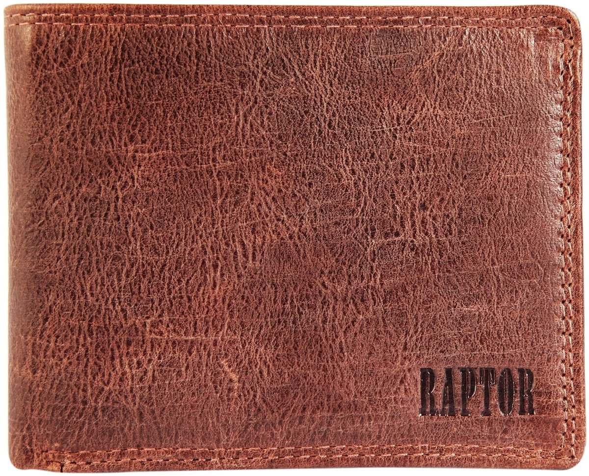 Raptor Herenportemonnee horizontaal echt leer RA40003 Herenportemonnee van echt leer. 12 x 9 cm.