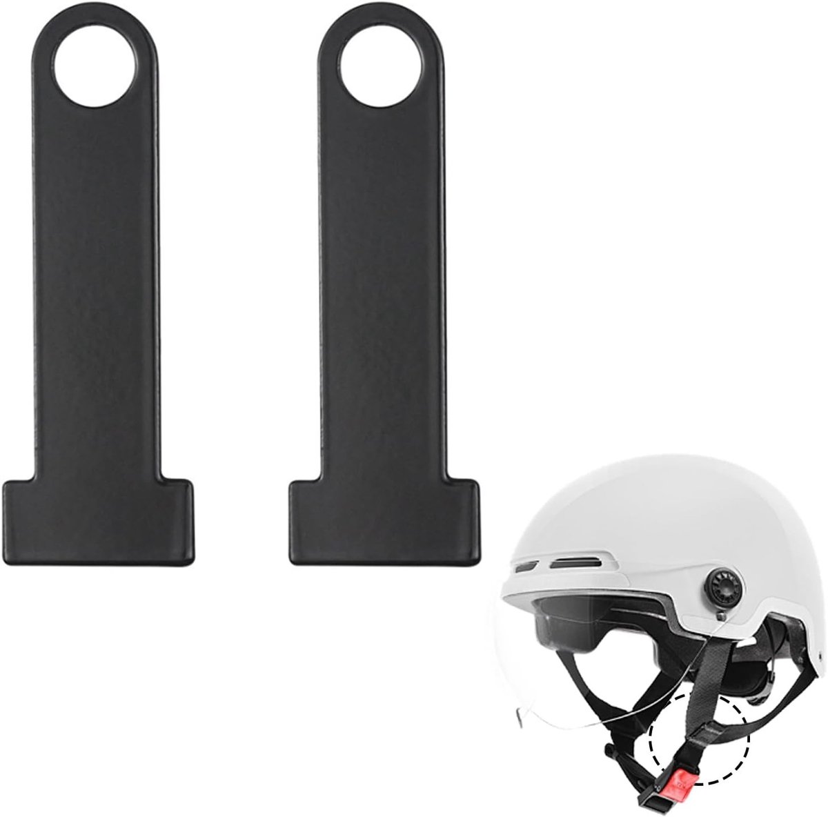 2x Helmriem D-ring Lock Roestvrij Staal - Universeel Motorfiets Helmbeveiliging Zwart