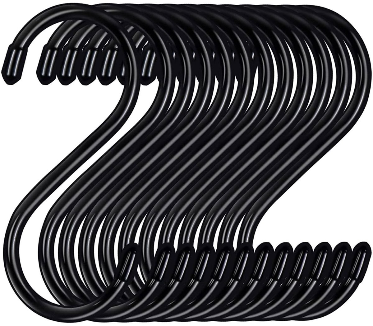 Allecto - S-haak - 24 stuks - sterke metalen haken - zwart - multifunctioneel - ideaal voor keuken badkamer en tuin - geschikt voor binnen en buite...