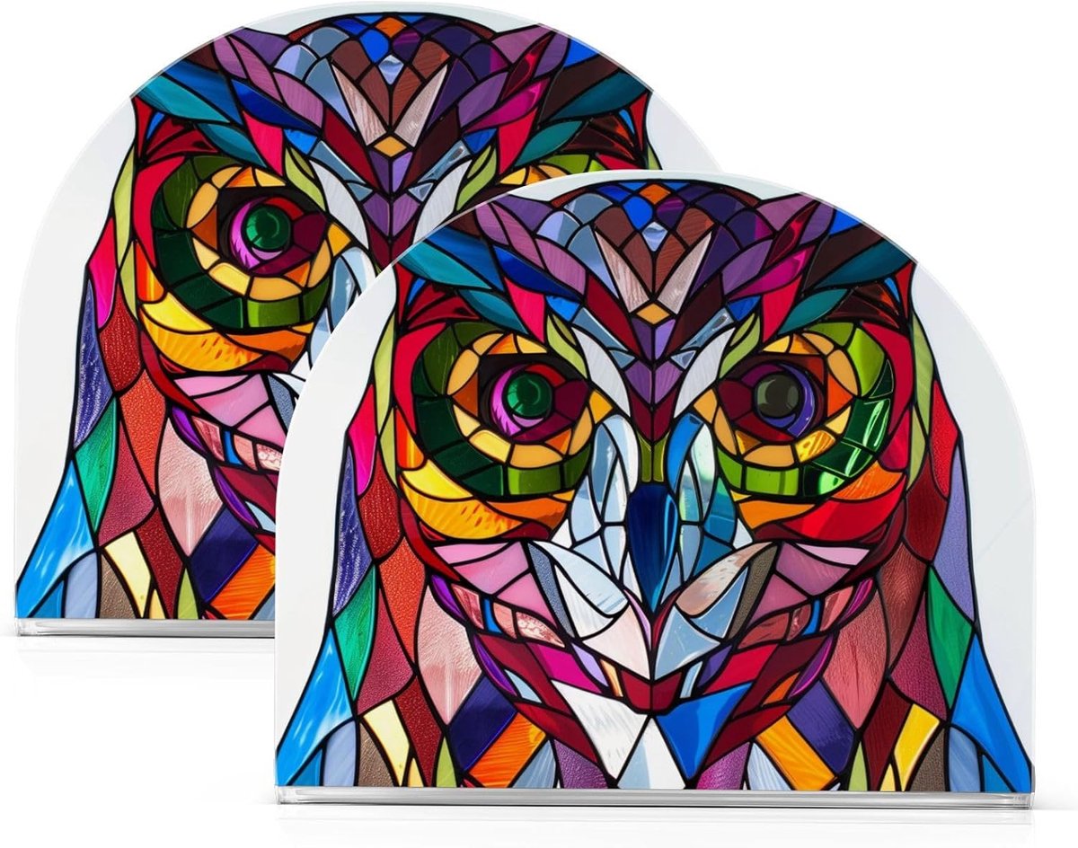 Servethouder - Tafeldecoratie - Feestelijke Tafel - Acryl Uil Ontwerp - Vrijstaand - Helder
