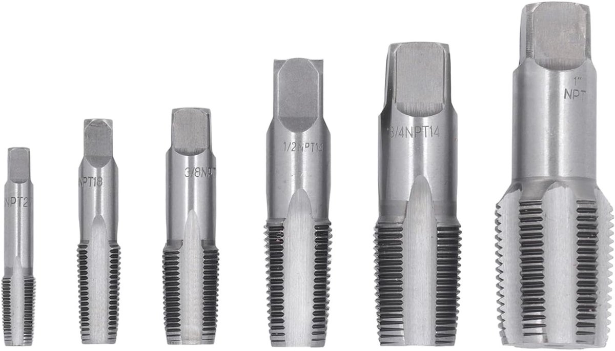 Buiskranen Set - Draadsnijgereedschap - Loodgieterswerk - 6 Maten Inclusief - 1/8 tot 1 Inch