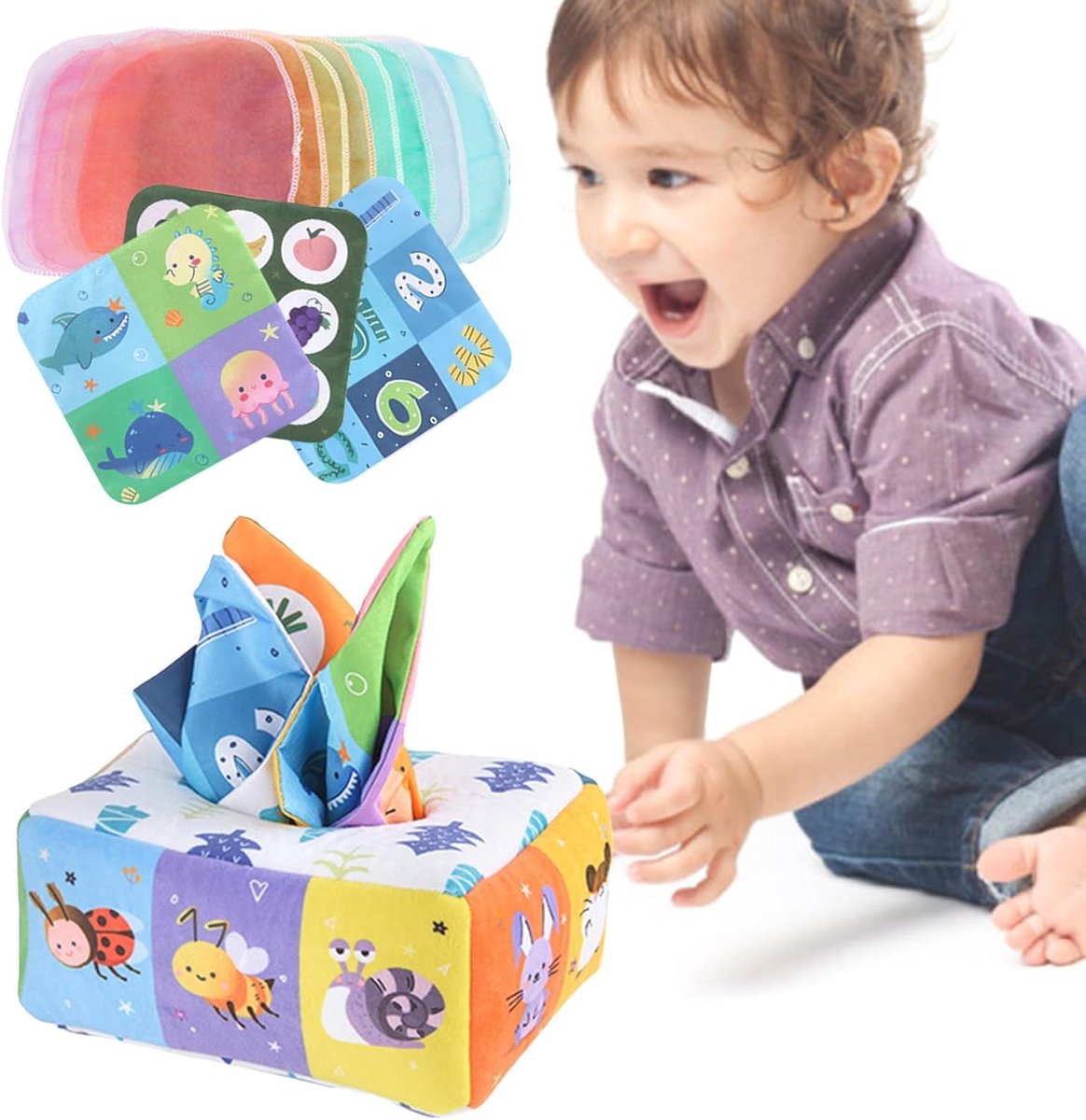 Zakdoekjes Speelgoed - Sensorisch Educatief - Baby Ontwikkeling - Zachte Stof Rammelaars - 17 x 12 x 7.5 cm - Multicolor
