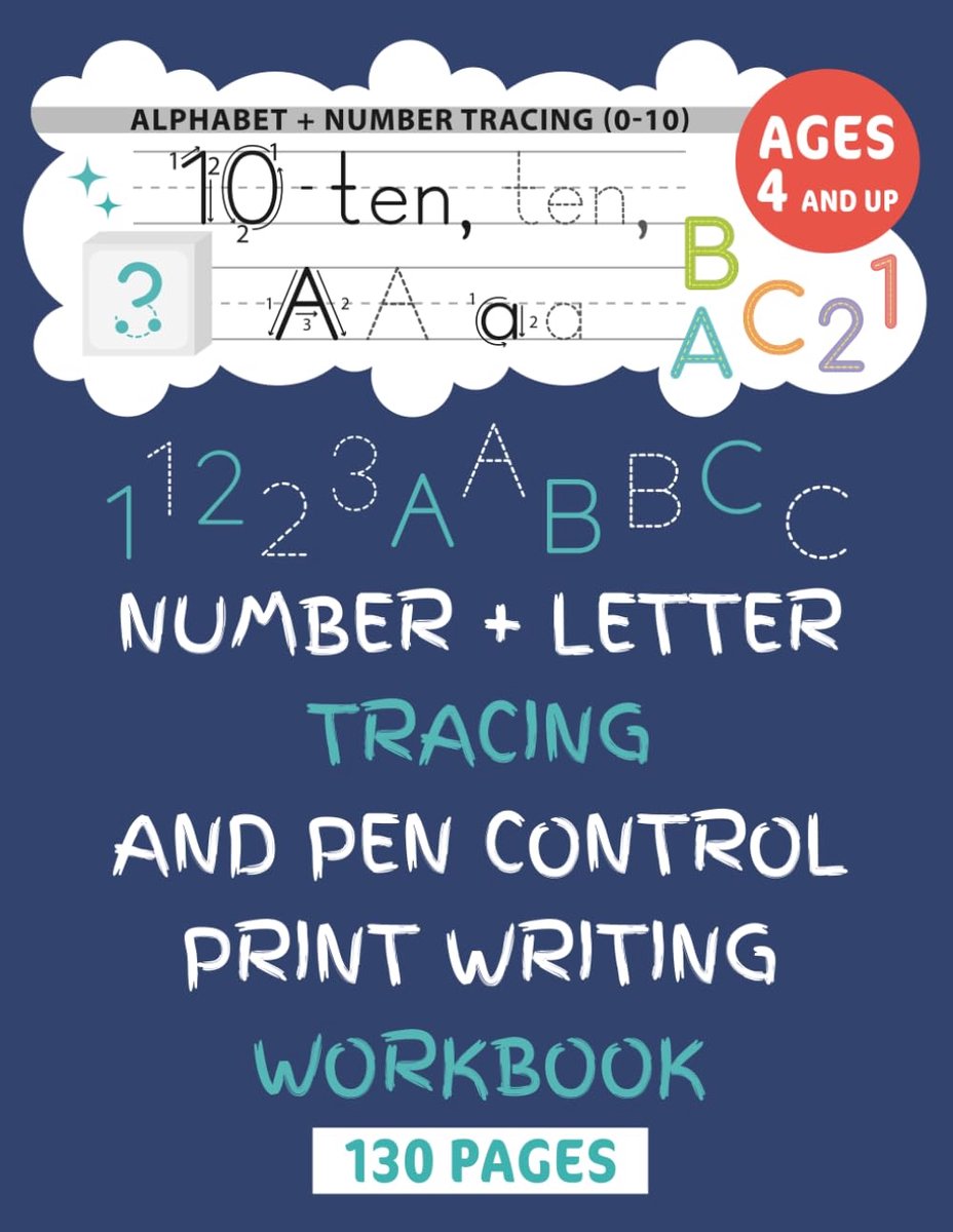 Schrijfwerkboek Kinderen - Oefenboek Cijfers Letters - Handvaardigheid Verbeteren - Inclusief Cijfer Woorden - 21.59 x 27.94 cm