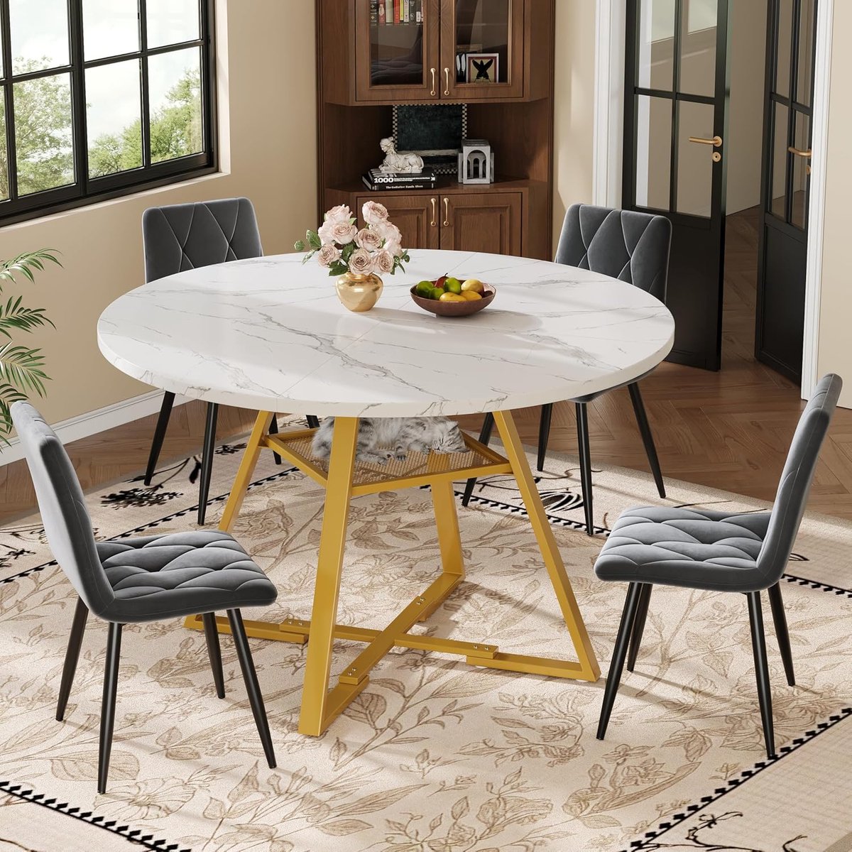 Eettafelset 5-delig - Eetkamercombinatie - Gezellig dineren - Ergonomische stoelen - 120x1