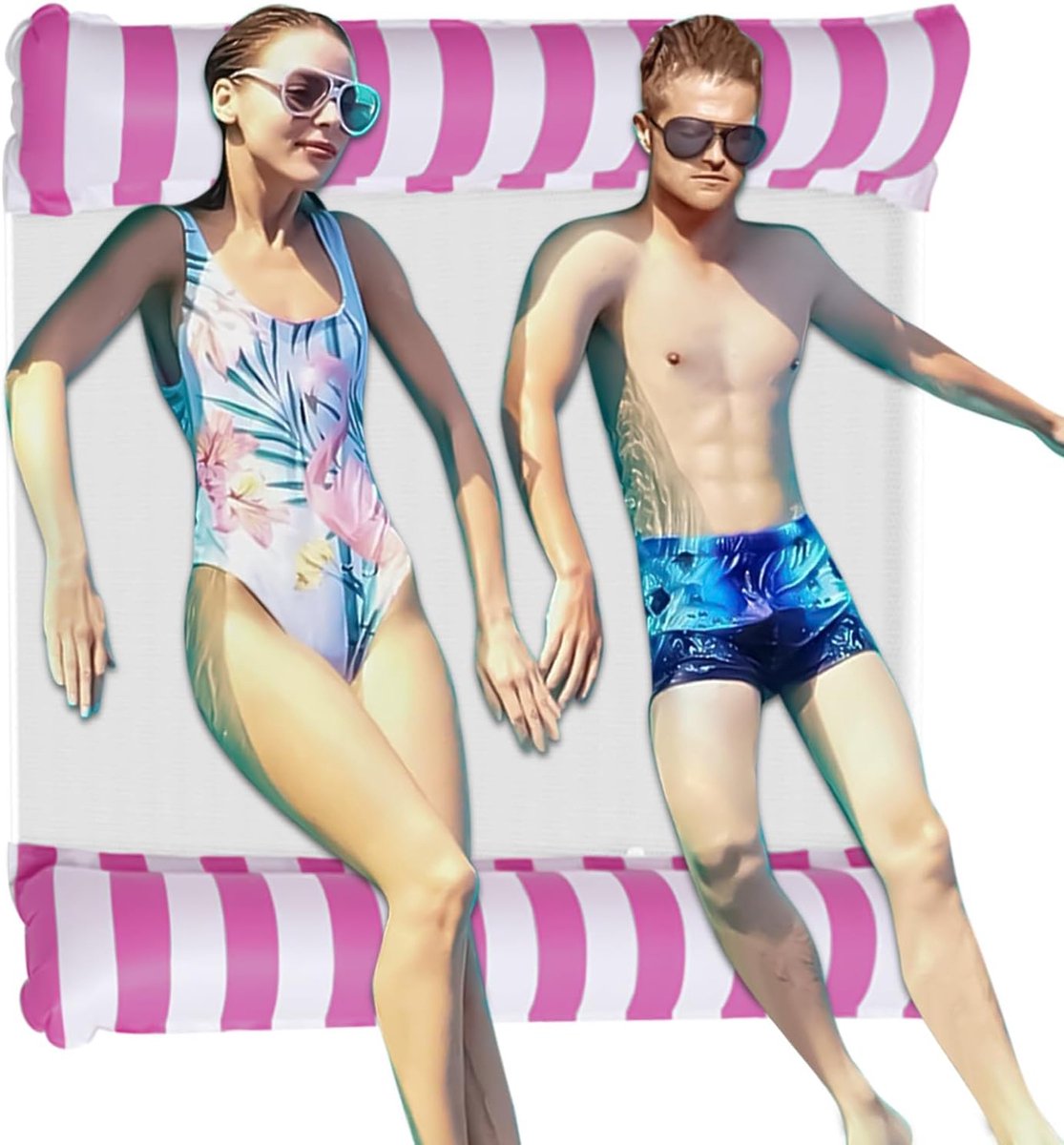 Waterhangmat - Opblaasbaar ligbed - Zomerse ontspanning - Hoge draagkracht - 130 x 132 cm - Roze