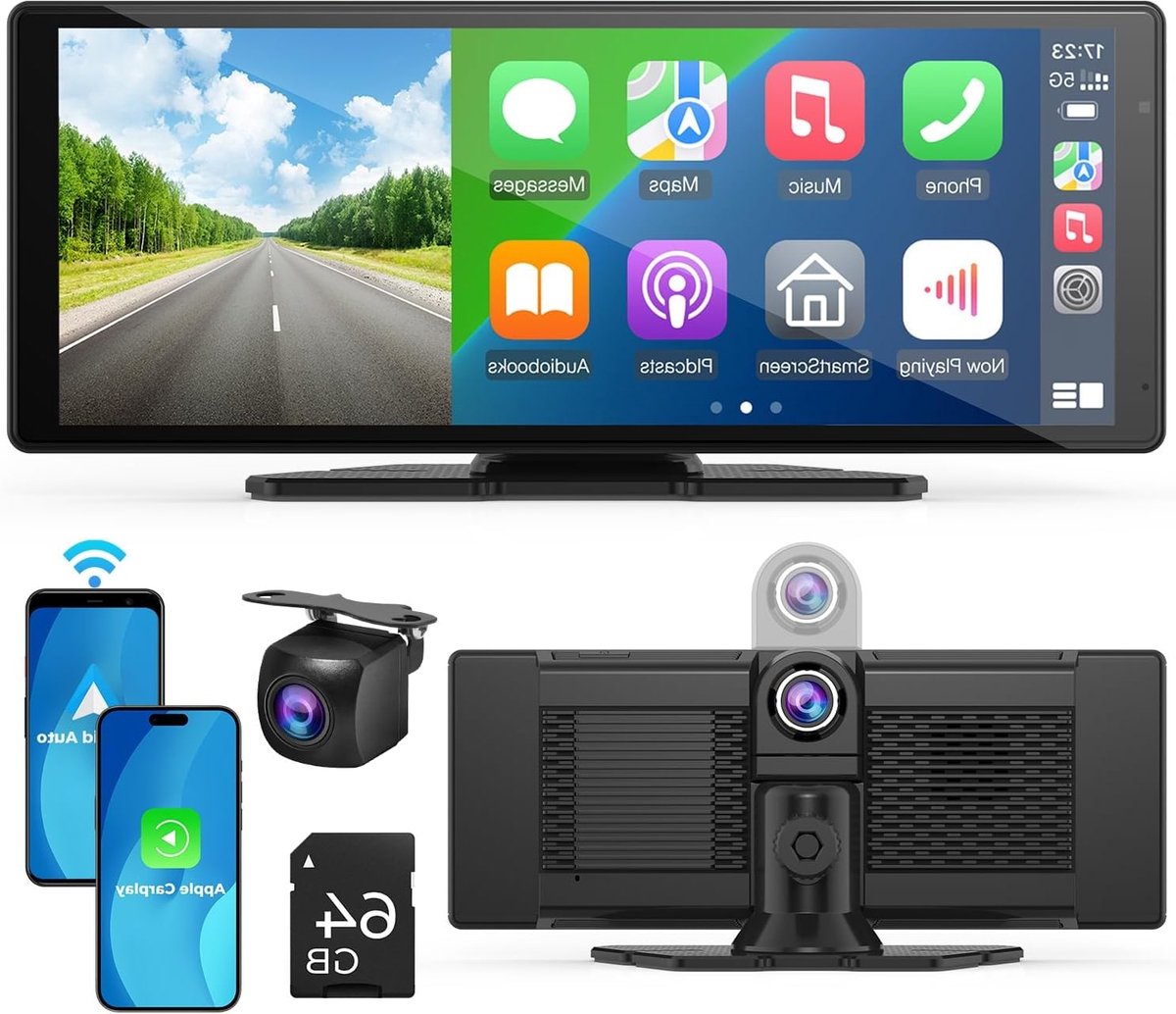 Autoradio Draadloze Apple CarPlay – Android Auto – Multimedia Speler – Touchscreen Radio – Navigatiesysteem – 10,26 Inch Scherm – 1080p Achteruitrijcamera – Mirror Link & Bluetooth