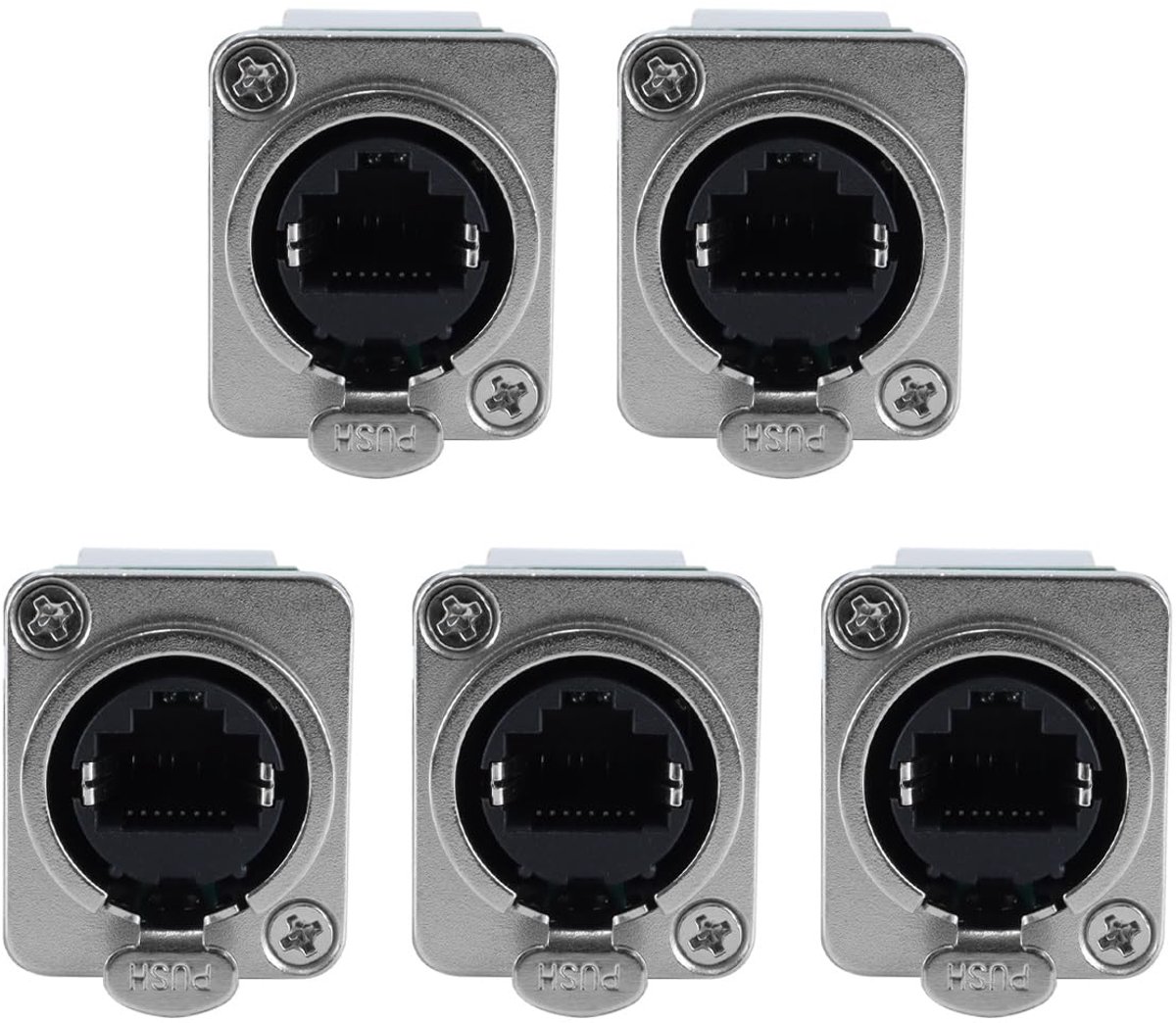 RJ45 Paneeladapter - Ethernet Koppeling - Netwerk Verbinding - D-type Installatie - 5 Stuks - Zwart