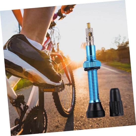 Fiets Ventiel - Frans Ventiel Oppompen - Mountainbike Tubeless - Duurzaam Koper Materiaal - 5.3cm Lengte - Blauw — afbeelding 2