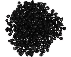 Aquarium Kiezels - Zwarte Stenen Grind - Decoratie Aquarium Planten - Gepolijst Glas Zand - 1900 Gram - Zwart