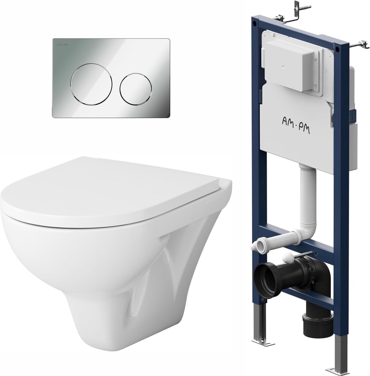 Wandtoilet Set - Hangend Toilet - Badkamer Renovatie - Soft Close Deksel - 55x38x112 cm - Wit